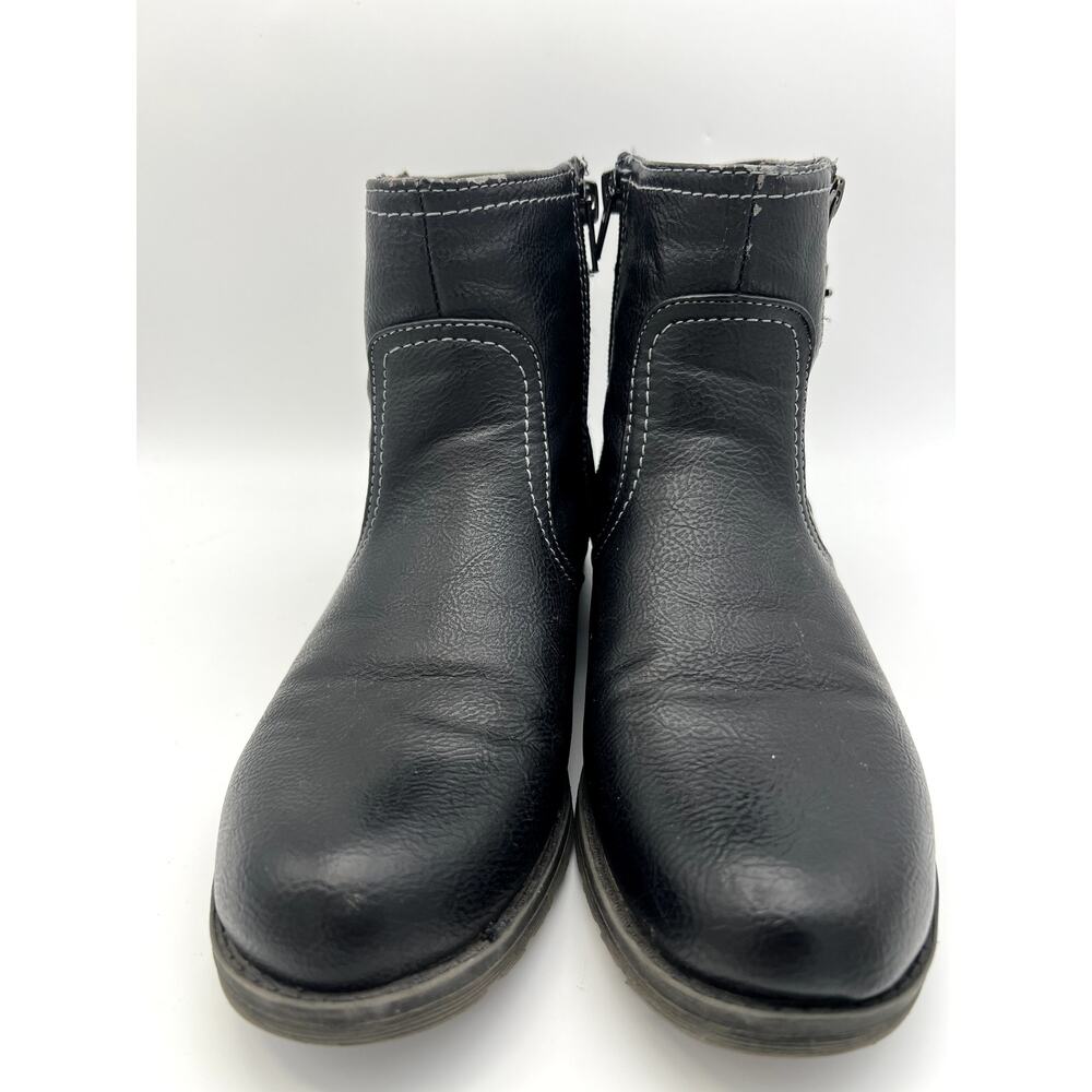 Natural Soul All Thru Comfort Black Leather Side Zip Up Ankle Booties Size 8M
